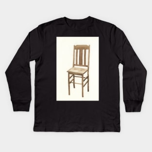 Plain Wood Chair Watercolor Kids Long Sleeve T-Shirt